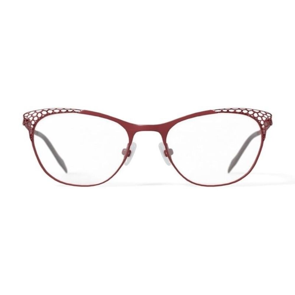 Laura Ashley Anne Titanium Eyeglasses Frames Wine Red Cat Eye Cutout 53-17-135 N